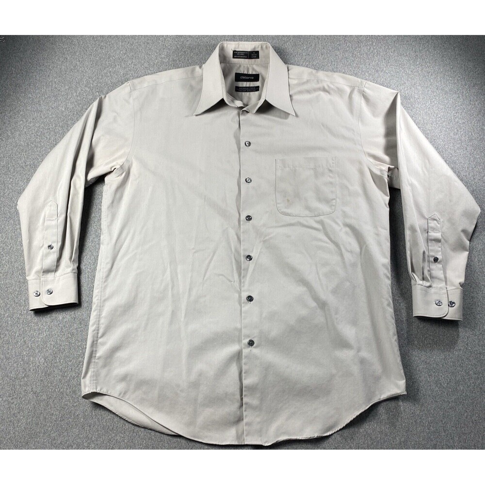 vintage claiborne Men’s Dress Shirt Wrinkle Free Relief Collar Size 16 (32/33) L